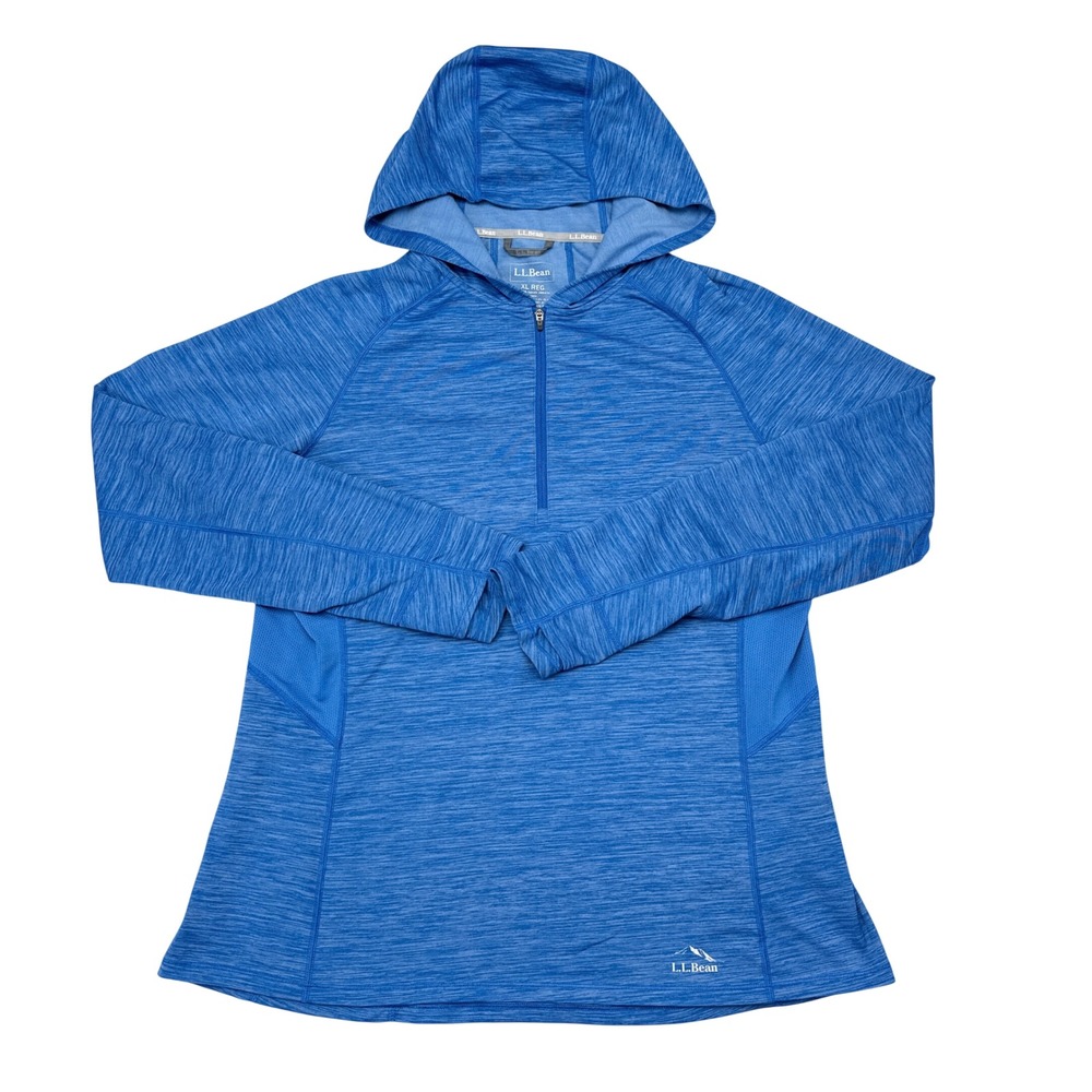 LL Bean Hoodie Sweatshirt Womens Size XL Blue Pullover Hiking Travel Camping